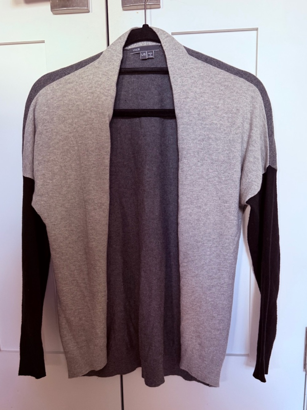 Vince Color Block Cotton/Cashmere Open Cardigan Sweater Girls size L /women’s XS